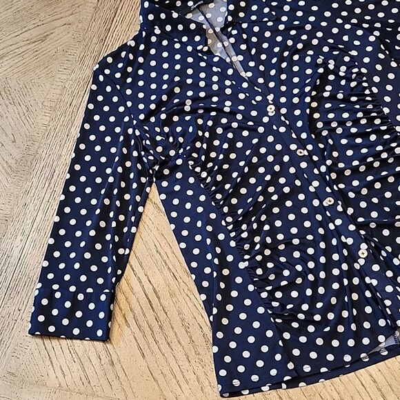 Polka Dot collared button down shirt quarter sleeve size M - Picture 2 of 10